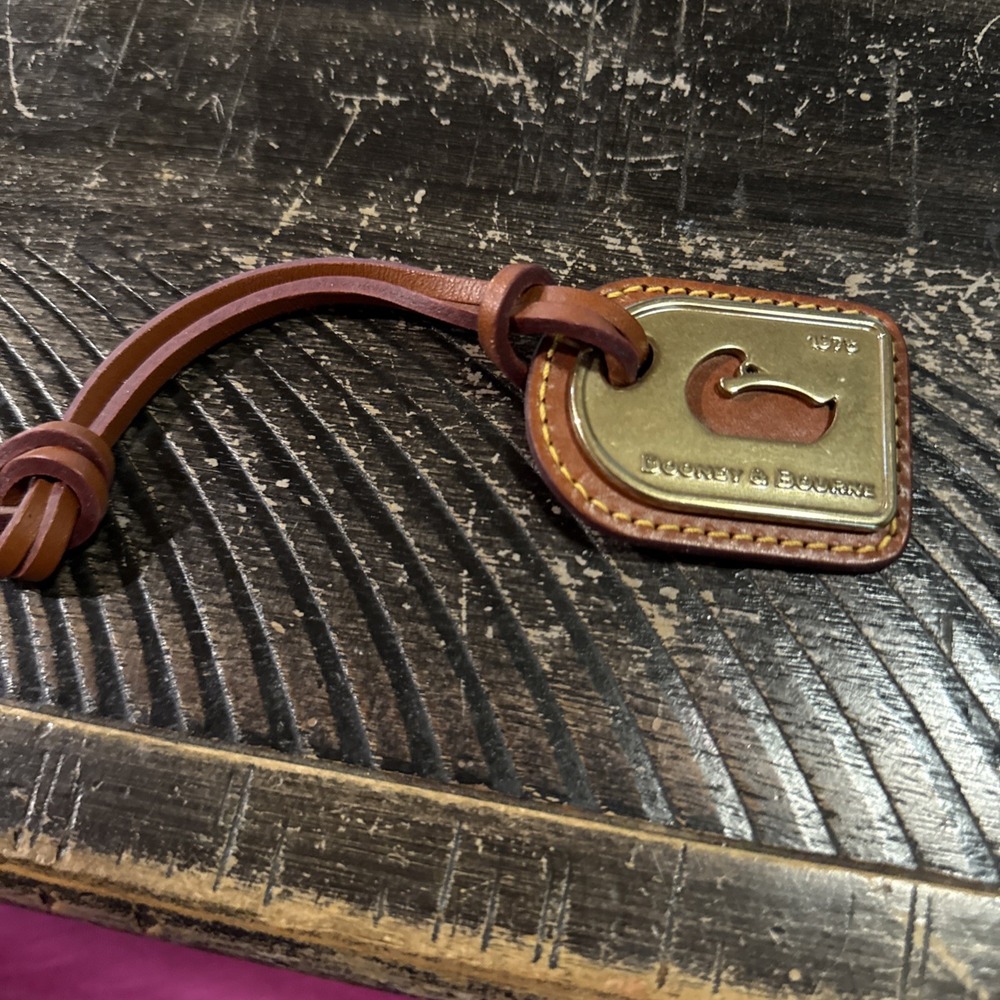Dooney & Bourke Bag Tag 1975 Leather Brass Duck - 2.25 inch
